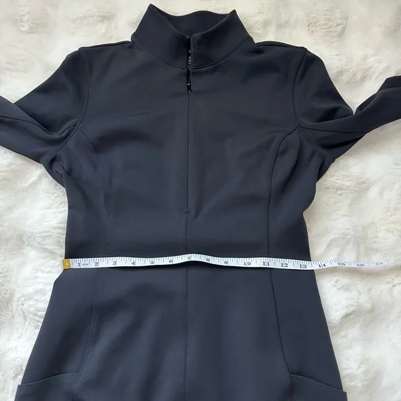 Athleta Delancey Black Half Zip Long Sleeve Mock Neck Dress with Pockets-SP - Picture 12 of 13